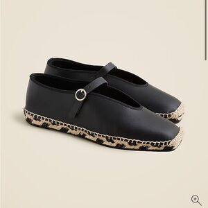 J. Crew BlackLeather Espadrilles Mary Jane sz 8 New